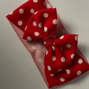Red and white polka dot headband bow